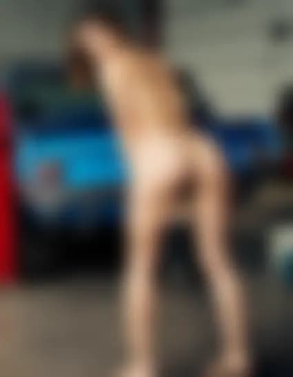 Abigail in a doggy style sex scene, vintage car garage.