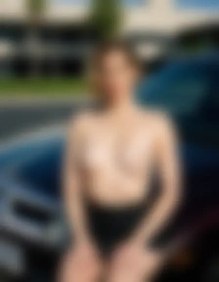 Samantha in an empty parking lot behind a building.