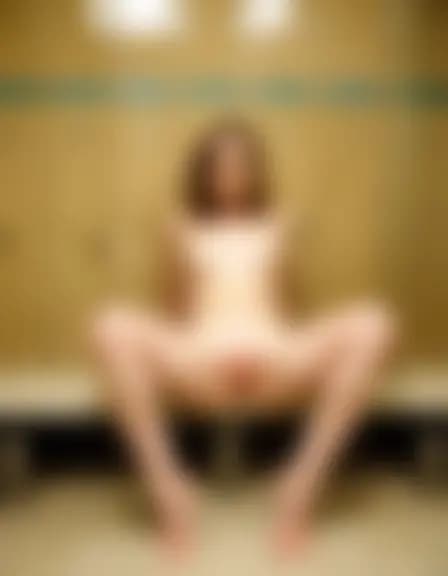 Zoe fingered herself in a cavernous locker room.