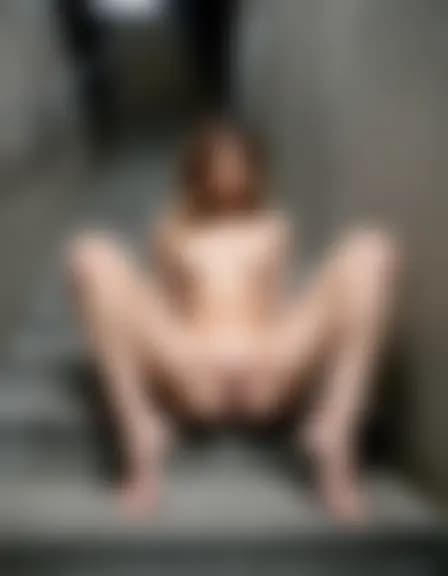 Abigail being fingered in a cold, industrial stairwell.