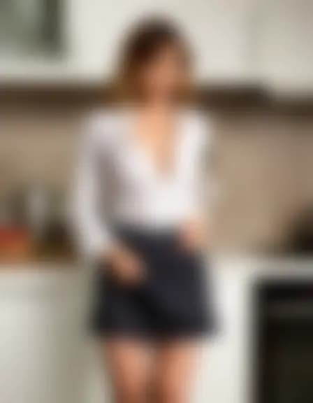 Abigail in a modern kitchen, near an open backdoor.